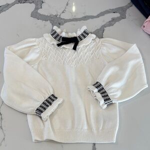 Janie and Jack White Sweater with Black Details